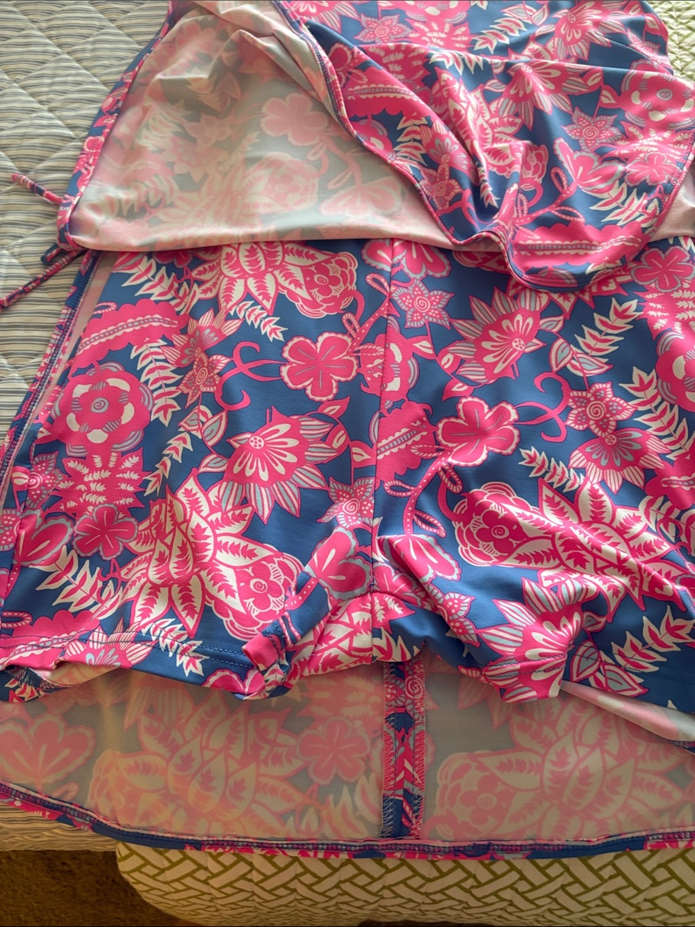 Lulu-B Pink & Blue Floral Dress with shorts underneath - Picture 3 of 5